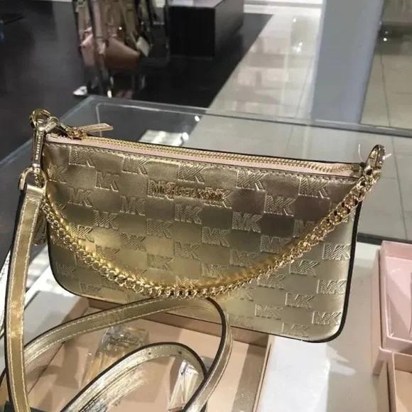 Michael Kors jet set travel pouchette pale gold