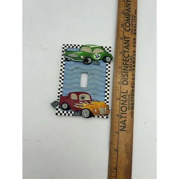 Ceramic Light Switch‎ Cover single With Race Cars Childs Room