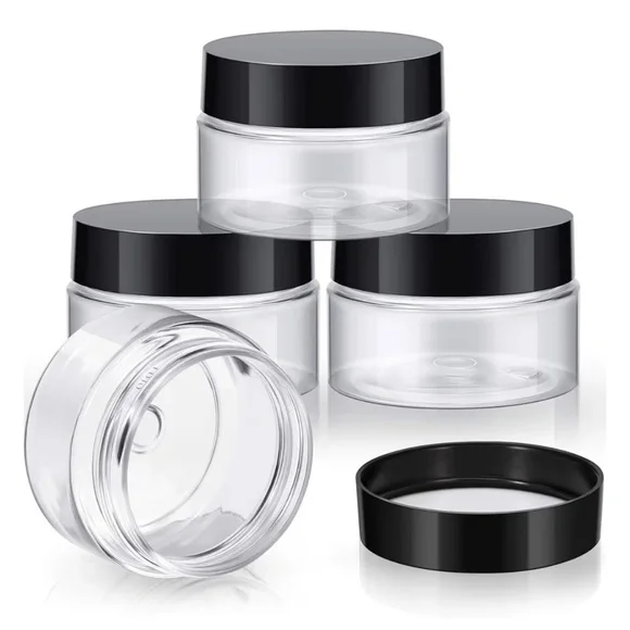 3 Wide-mouth Leak Proof Clear Plastic Container Jars with Lids Travel Cream 1 oz