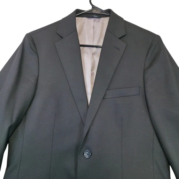 Haggar H26 Tailored Fit Two Button Blazer Black Suit Jacket 36R Office Career