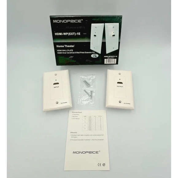 Monoprice HDMI over Cat 5/Cat 6 Wall Plate Extender Kit HDMI-WP(EXT)-1‎