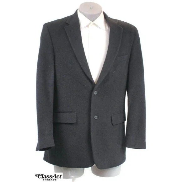 Jos A Bank Sport Coat Mens Black Camel Hair Tailor Fit Blazer Jacket 2 Btn 40L