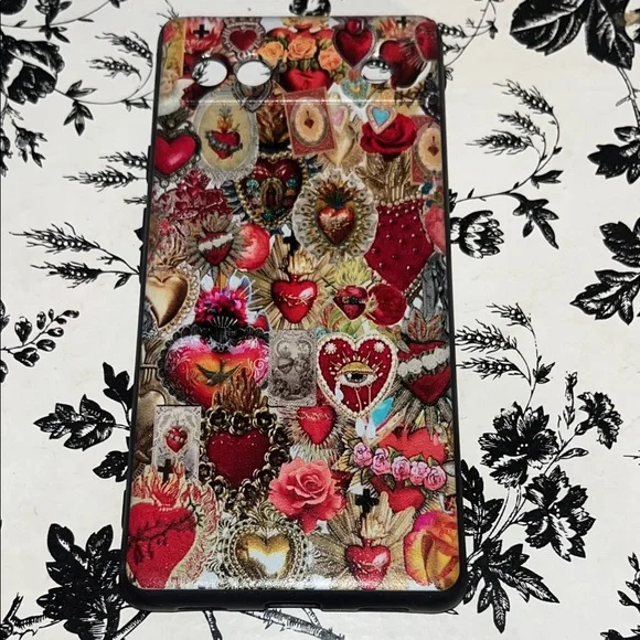 Google Pixel 6A Decorative Heart Pattern Phone Case goth renaissance valentines