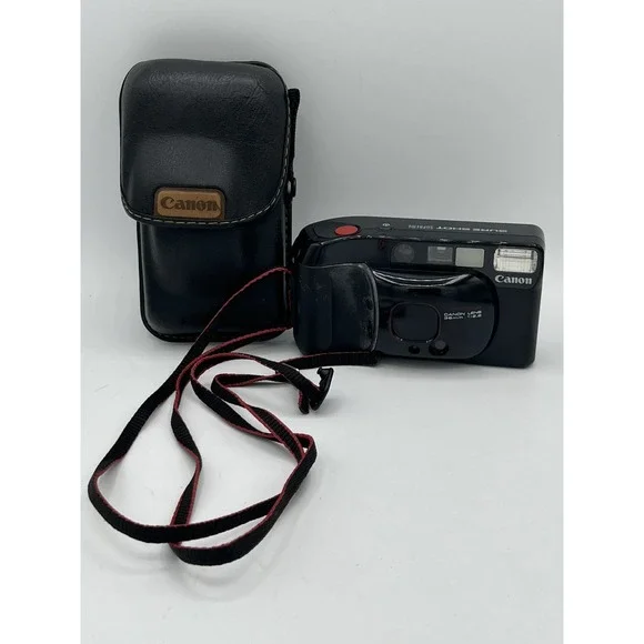 Vtg Cannon Sure Shot Supreme Camera 38mm Lens W/ Strap Auto Focus/Leather Case