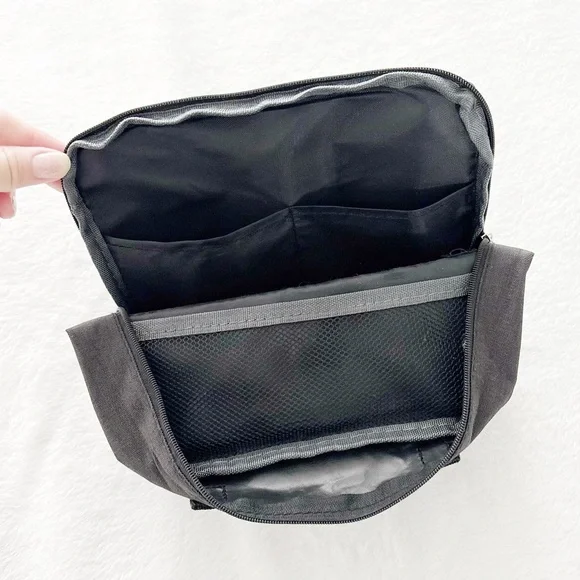 Japanese Black Hard Case Waterproof Small Makeup Tech Stationery Organizer Bag