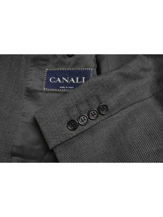 Canali Gray Nailhead Woven S120s Wool Sport Coat Jacket Sz 44L