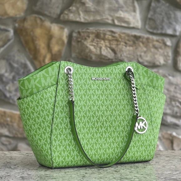 Michael Kors Jet Set Logo Large Green Shoulder Bag