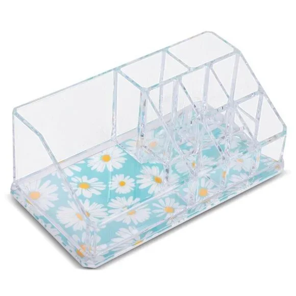 Sorbus‎ Mini Cosmetic Organizer With 9 Slots Daisy Print Clear Acrylic $30