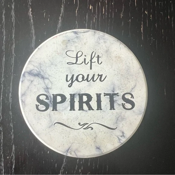 Marble Coaster with Inspirational Quote “Lift Your Spirits”