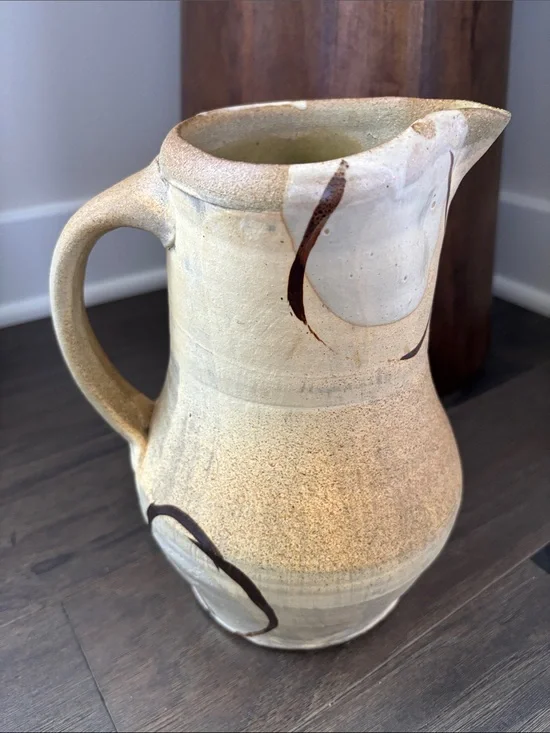 Handmade Stoneware Pottery Pitcher,Abstract design,Flower Vase, Decor piece