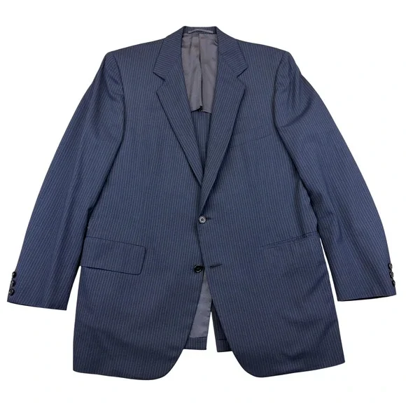 Hickey‎ Freeman Blazer Mens 44 Regular Blue Pinstripe Two Button Suit Jacket
