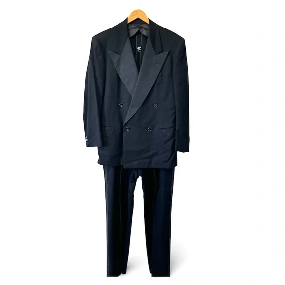 Vintage After Six Rudofker Wool Tuxedo Double Breasted Suit 1950s Mens 42‎ 44 33