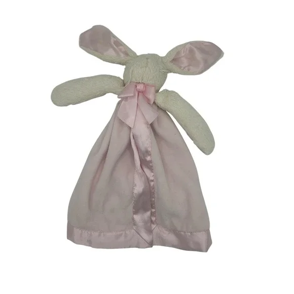 Bearington Baby Lovey‎ Security Blanket Pink Plush Satin Bunny Rabbit Pre Owned