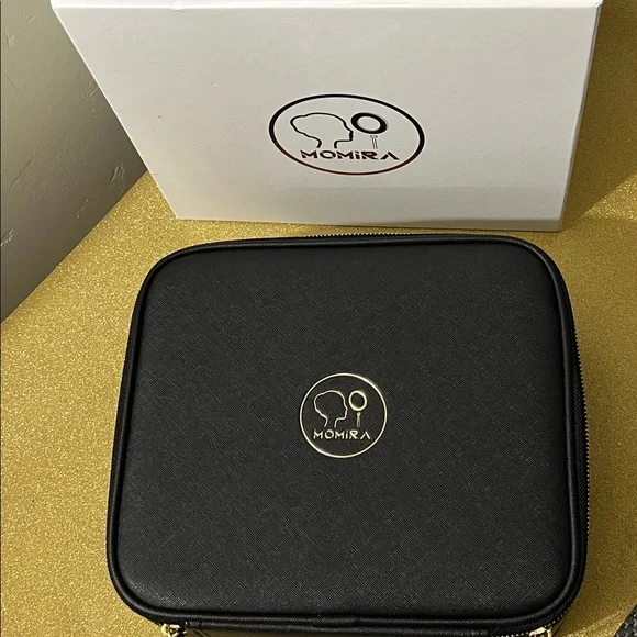 NIB Momira Black Train / Makeup Case with Light Up Mirror