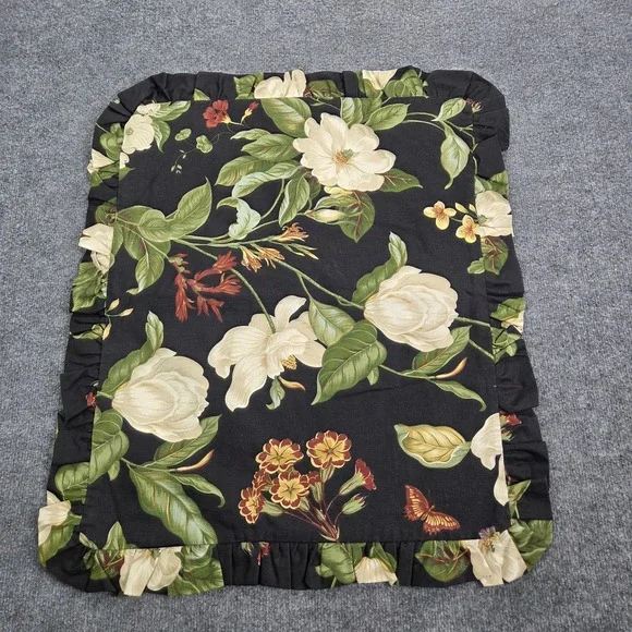 Waverly Garden‎ Magnolia Dogwood 20.5X25 Throw Pillow Cover Black White