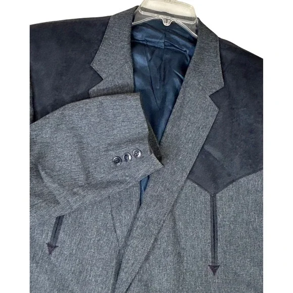 Circle S Dallas Texas Western Yoke Sports‎ Coat Boise Blazer Blue 48R Rockabilly