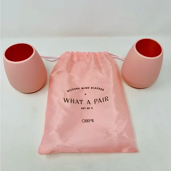 Odeme Silicone What A Pair Set Of 2 Wine Glasses