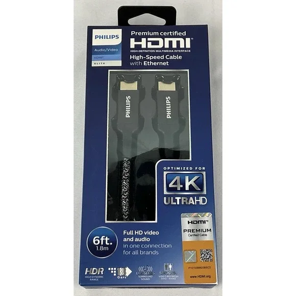 Philips‎ 6' Elite Premium High-Speed HDMI Cable with Ethernet, 4k Ultra HD HDR
