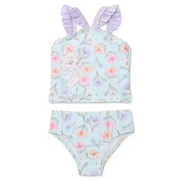 NWOT Disney Frozen Elsa Toddler 2-Piece Ruffled Swimwear 2T