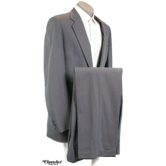 Kuppenheimer 2 Piece Suit Mens Gray Striped Wool 2 Btn 40L Pleated Fronts 36