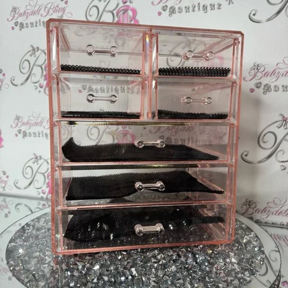 Organizer Pink 7 drawer Acrylic Makeup cosmetic Organizer drawers shelf