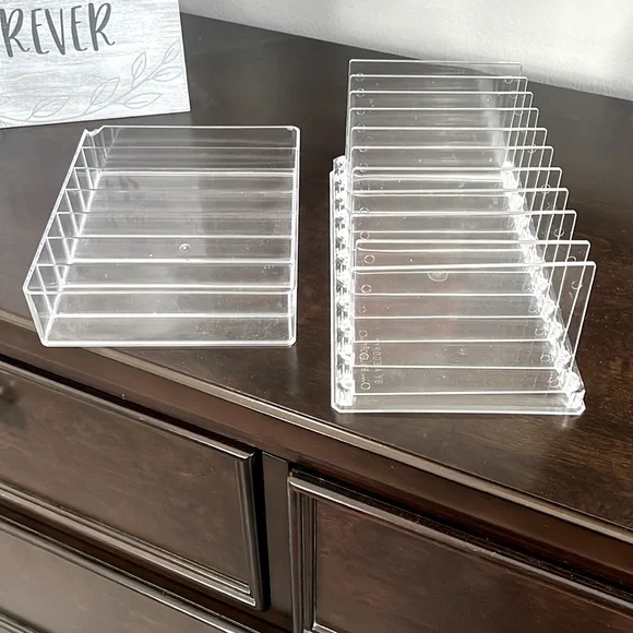 (2) Clear Acrylic Makeup Organizers