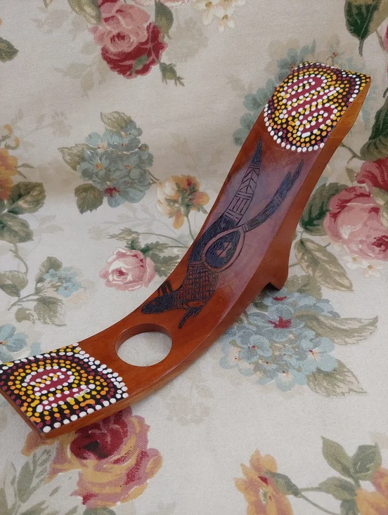 Australian Aboriginal Dot Art Handcrafted Wooden Wine Bottle Holder