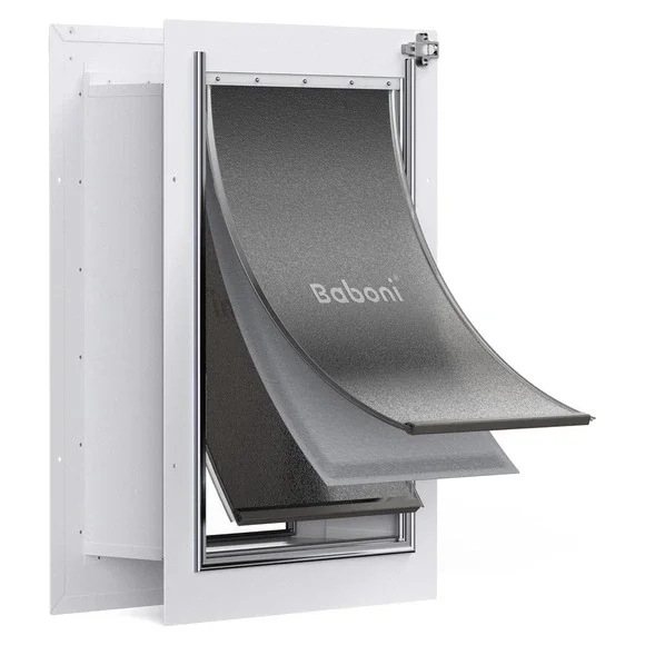 NEW - Baboni 3-Flap Pet Door for Wall,Steel Frame and Telescoping Tunnel - Large