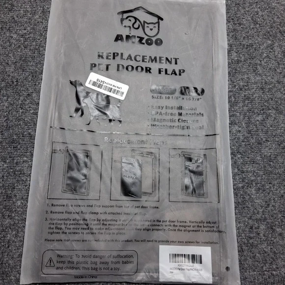 AMZOO Replacement Pet Door Flap Large 10 1/8 x 16 7/8 Magnetic PAC11-11039 New