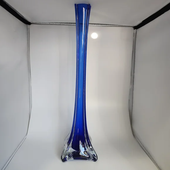 Vintage Cobalt Blue Eiffle Tower Glass Vase