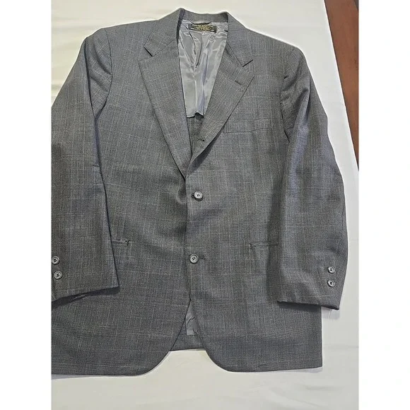Brooks Brothers 1818 USA Made Wool 43R Suit Blazer Coat Jacket Gray Plaid Mens