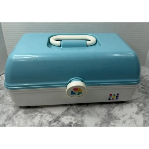 Caboodles On The Go Large Makeup Case Organizer Blue & White Caboodle New