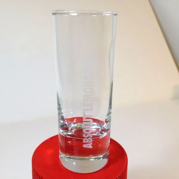 Vintage Absolute Lemondrop Shooter Shot Glass Spellout Design