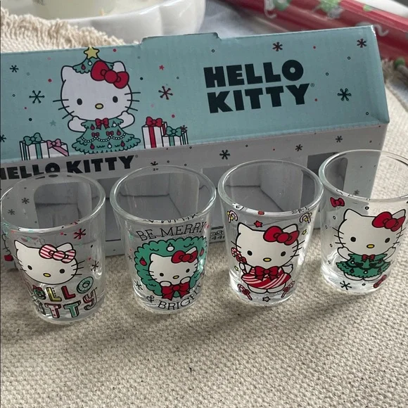 Hello Kitty Festive Shot Glass Collection - Red, Green, White