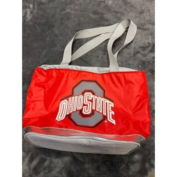 Ohio State Buckeyes Large 18x12” red and grey soft cooler tote bag #collegiate