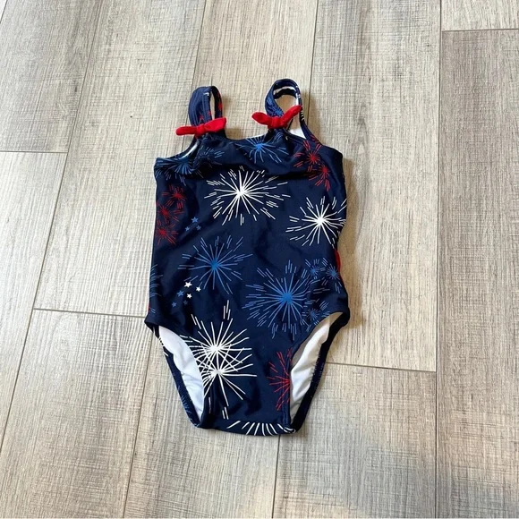 Hanna Andersson Firework Swimsuit - 18-24M - Patriotic One-Piece Summer Beach