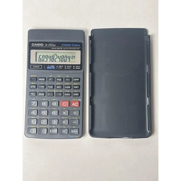 Vintage Casio Fx-250HC Fraction Scientific Calculator With Cover Works!