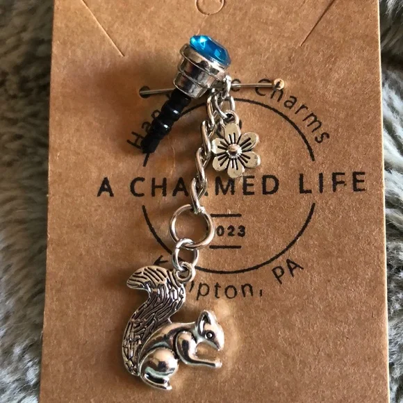 Silver Phone Anti-Dust Plug. NWT, Handcrafted by A Charmed Life.