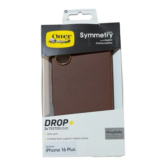 M1. OtterBox Symmetry Cactus Leather‎ MagSafe Apple iPhone 16 Plus - Rich Adobe