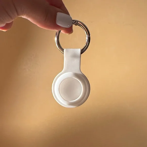 White AirTag Holder on Keyring