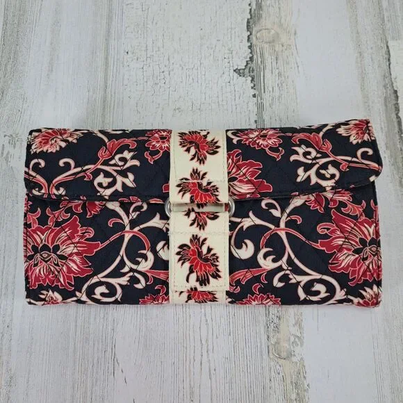 Lemon Hill Quilted Cotton Makeup Jewelry Travel Bag Tri-Fold Floral Packable