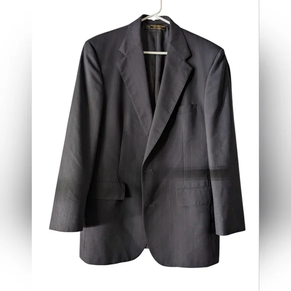 Brooks Brothers Vintage Black Pinstriped Wool Blend Blazer 41R