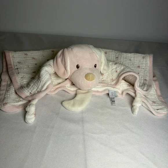 Douglas Moon & Stars Puppy Dog Baby Security Lovey Blanket Soft Plush Trim Pink