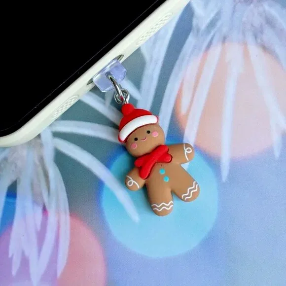 Adorable Dangling Gingerbread Man Type-C Phone • Dust Plug