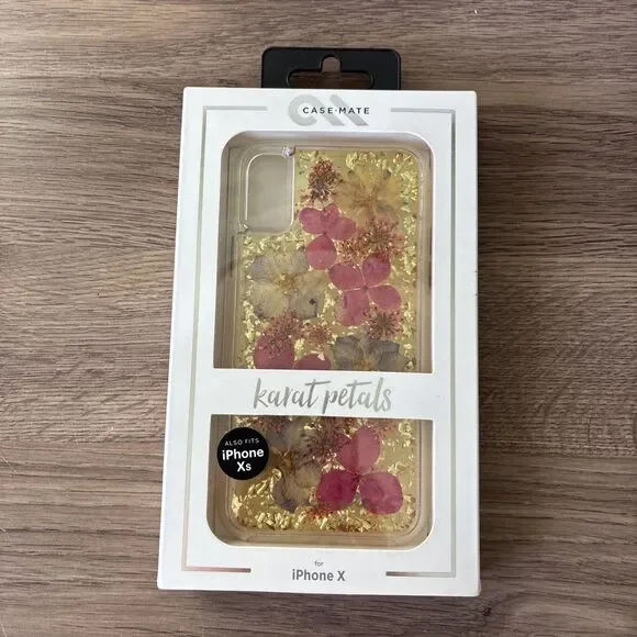 New In Box Case Mate Karat Petals, iPhone X/Xs, Pressed Flowers, Shock Absorbing
