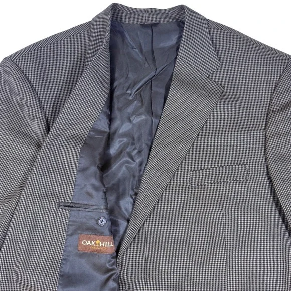 Oak Hill Brown Houndstooth 100% Wool Blazer‎ Mens Size 54 REG Sport Coat