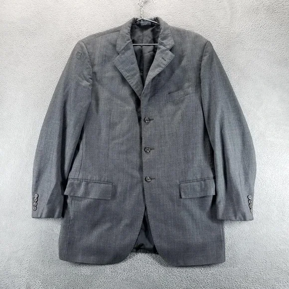 Polo By Ralph Lauren Blazer Mens 42 Gray Wool Check Sport Coat Jacket Made Italy