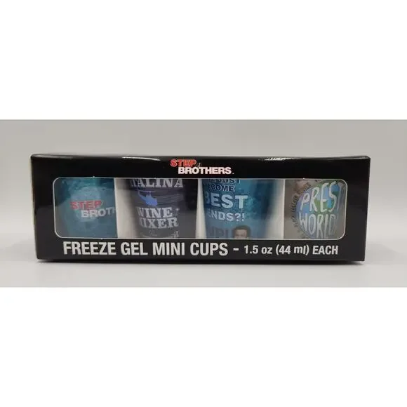 Step Brothers Freeze Gel Mini Cups Shot Glasses 4 Pack 1.5 Oz Each NEW‎ Sealed