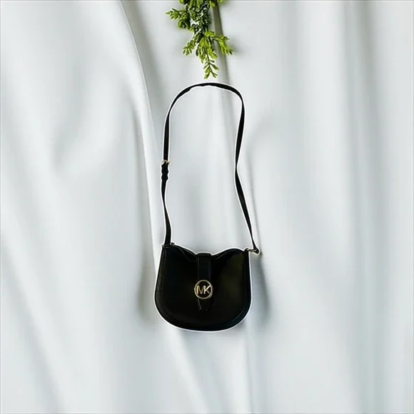 Michael Kors Gabby‎ Small Hobo Crossbody Bag Black MK Logo Gold Hardware Purse