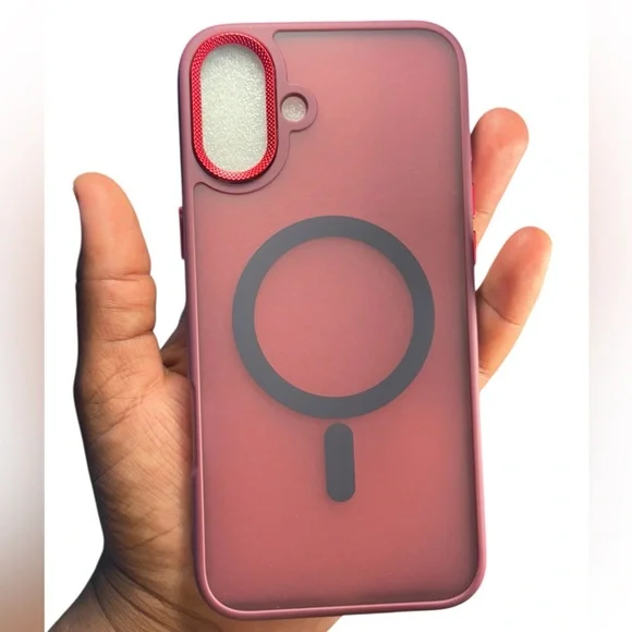 iPhone 16 Plus Case MagSafe Compatible – Matte Red Shockproof Slim Cover